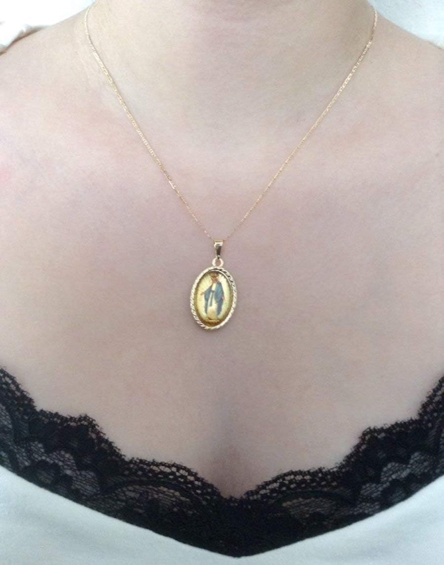 Medalla de la Virgen la Milagrosa Necklace 17 Inches Flat Chain Miraculous Medal - Image 6