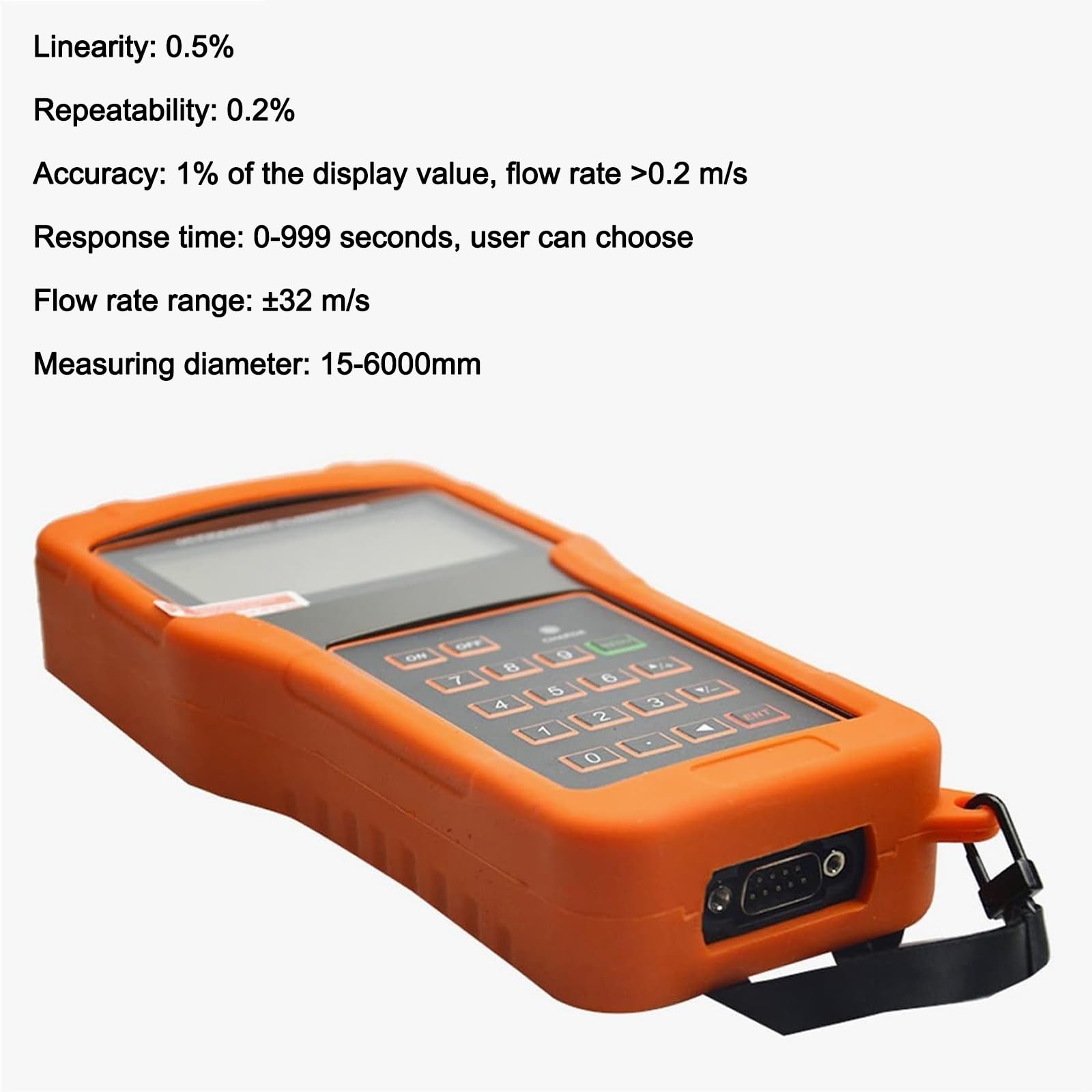Caudalímetro de Abrazadera, caudalímetro ultrasónico portátil de Mano con Pantalla LCD, DN50-700 mm, para medición de tuberías industriales.,