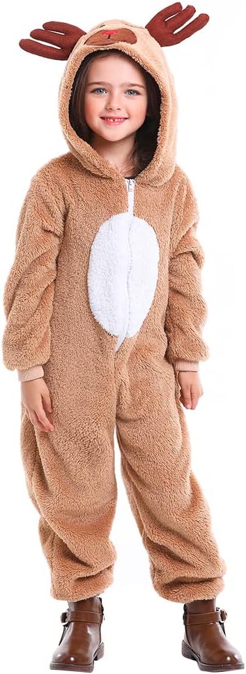 Seasons Christmas Costume Reindeer Child Costume Unisex Deer Animal Onesie Party Jumpsuit - Image 3
