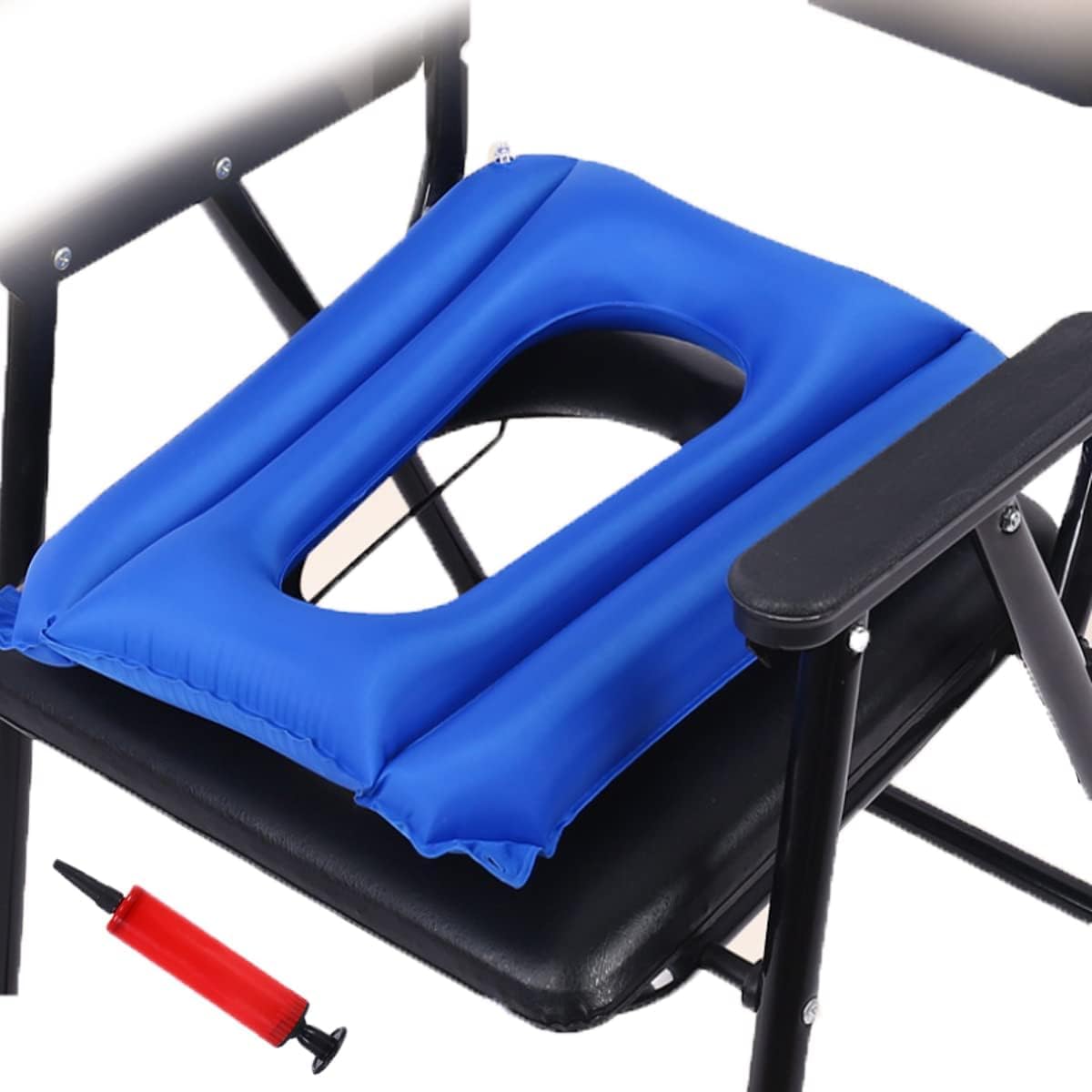Dekubitus Sitzkissen, Antidekubitus Kissen für Gesäß, Sitzkissen für Bett, Rollstuhl und Toilettenstuhl, Aufblasbares Sitzring mit Pumpe, Weiches Beflocktes Material, Atmungsaktiv und Wasserdicht