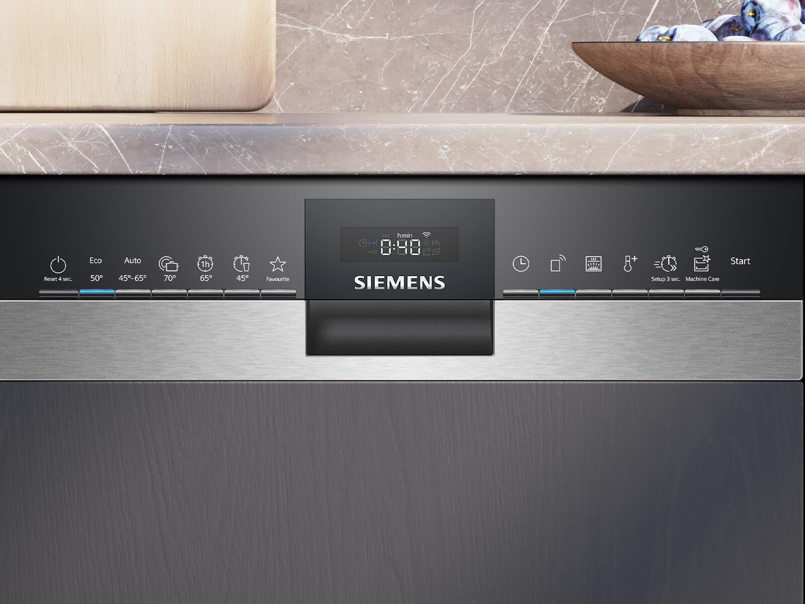 Siemens SR53HS74KE, iQ300, inteligentna, częściowo zintegrowana zmywarka, 45 cm, program Eco 50°C, varioSpeed Plus, kosz górny z regulacją wysokości, rackmatik, zabezpieczenie przed dziećmi