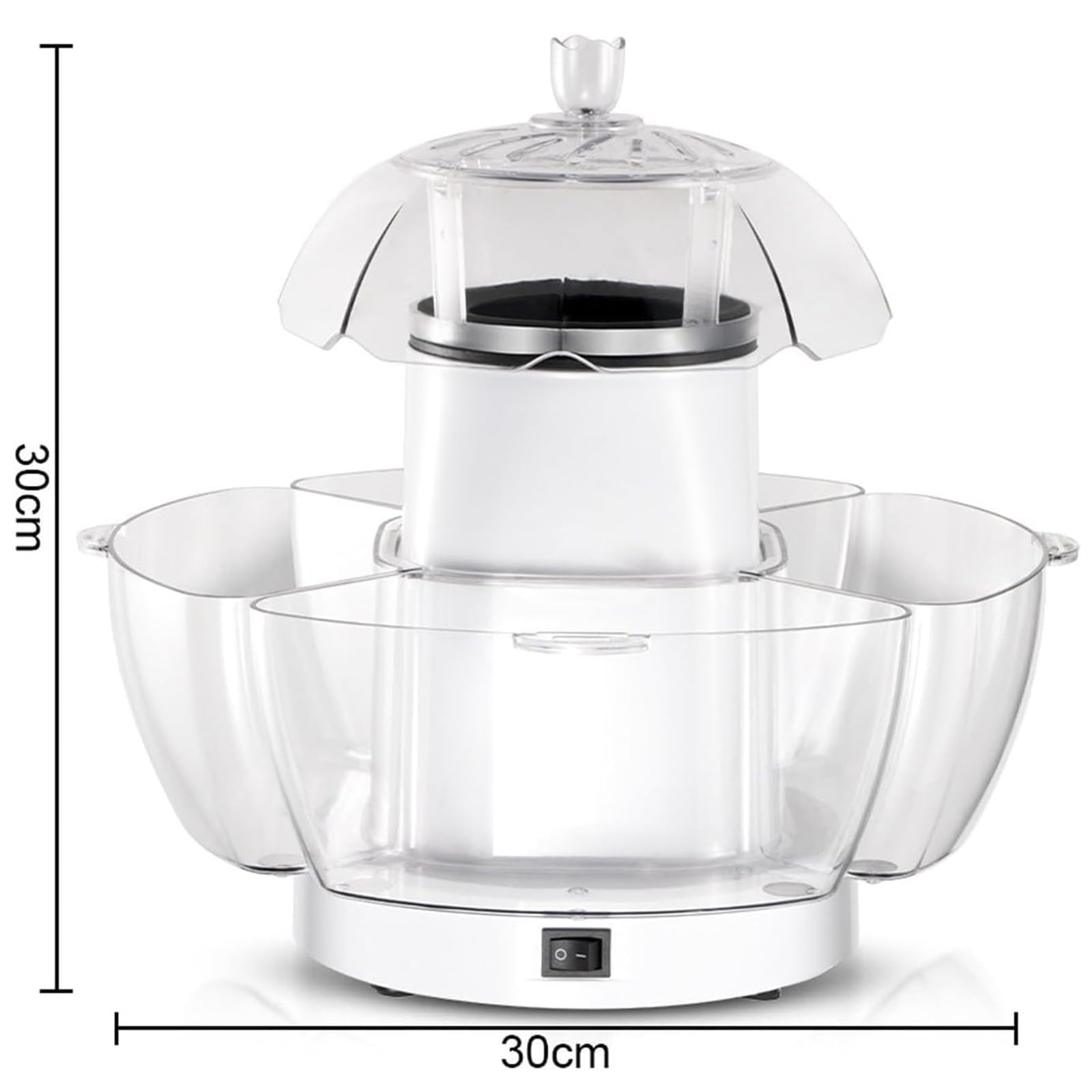 Macchina per popcorn elettrica, macchina per popcorn da 1200 W con 4 scatole, capacità 70 g, macchina per popcorn One Touch, senza olio, riscaldamento rapido, macchina per popcorn ad aria calda