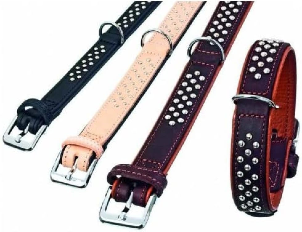 Karlie Rondo Collar with Round Head Studs Length 32 cm Width 22 mm Natural