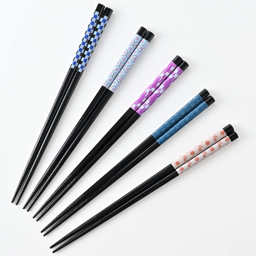 Amazon | ［箸］［お箸工場］食洗機対応 塗箸 きもの柄 5膳 セット/ お  