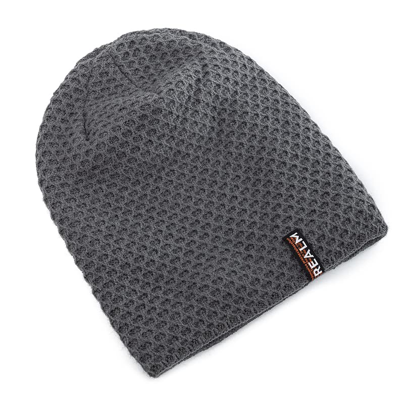 Sombreros unisex de invierno para hombres y mujeres Gorro de esquí cálido para decoración de letras con forro térmico, azul marino, Talla única