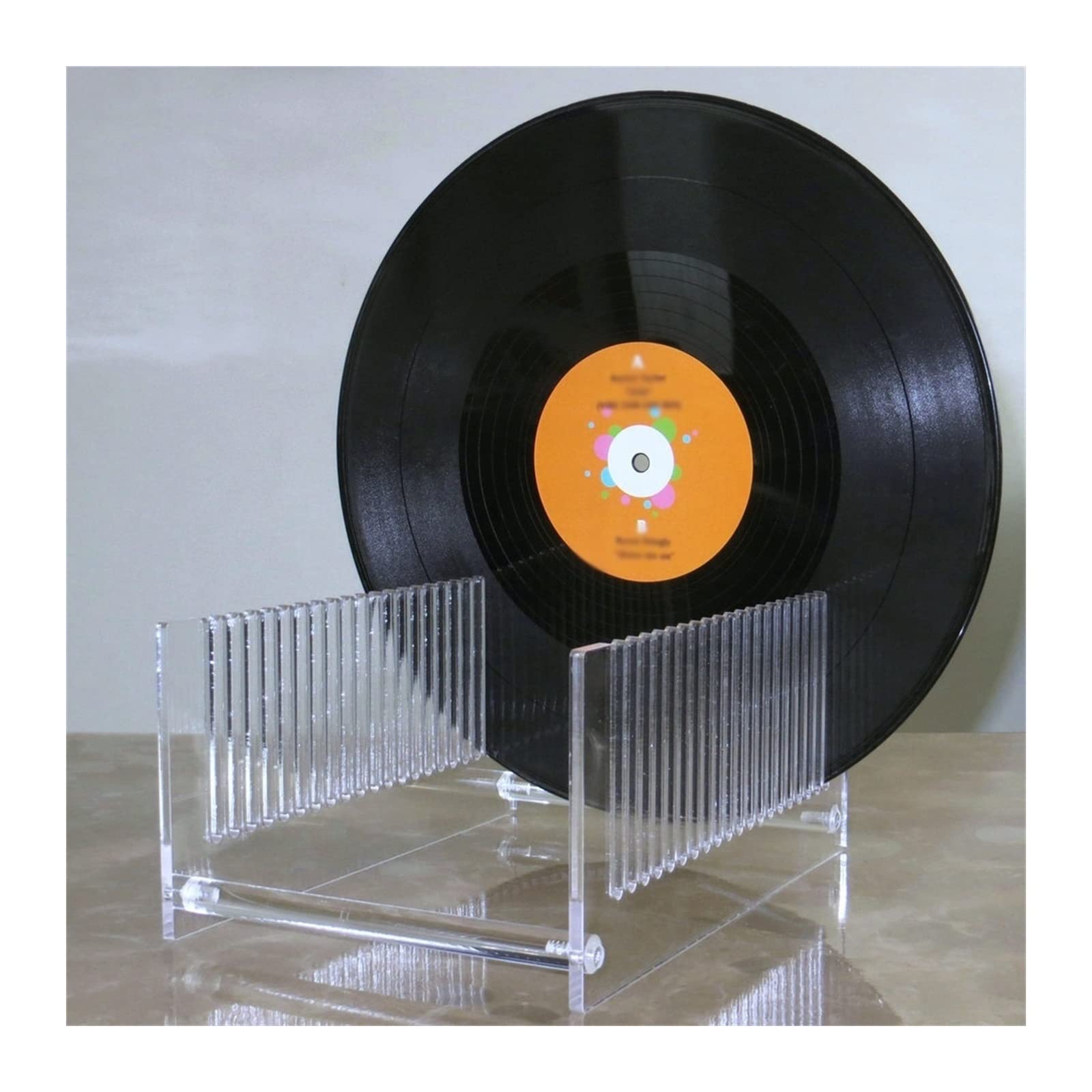 Pq7hKv2wD Album Holder Vinyl Record Storage Holder, Transparent Acrylic Display Rack- Tabletop Tray, Stacks up to 20 Albums 12 Inch Disc Storage Rack