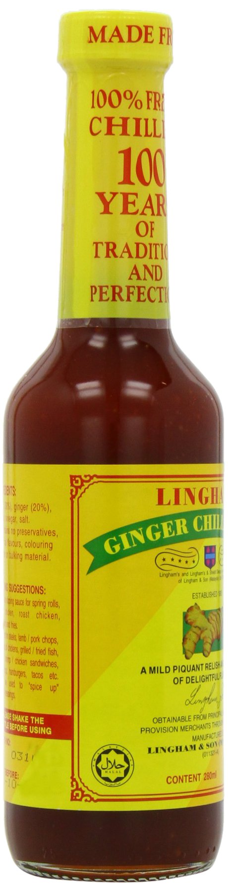 Linghams Salsa de chile jengibre 280 ml (paquete de 8)