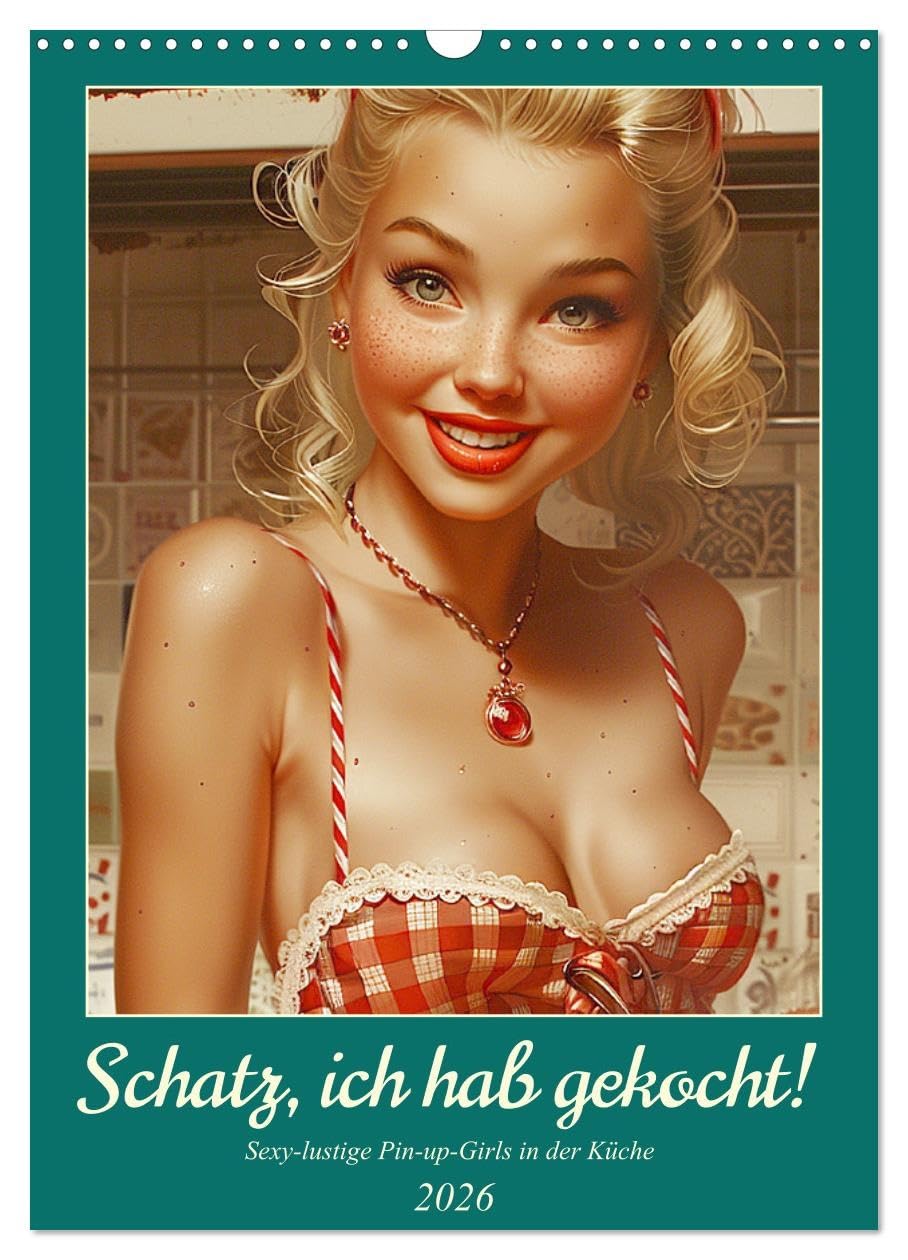 Honey, I've cooked! Sexy-fun pin-up girls in the kitchen UK-Version (Wall Calendar 2026 DIN A3 Portrait), CALVENDO 12 Month Wall Calendar — image 1