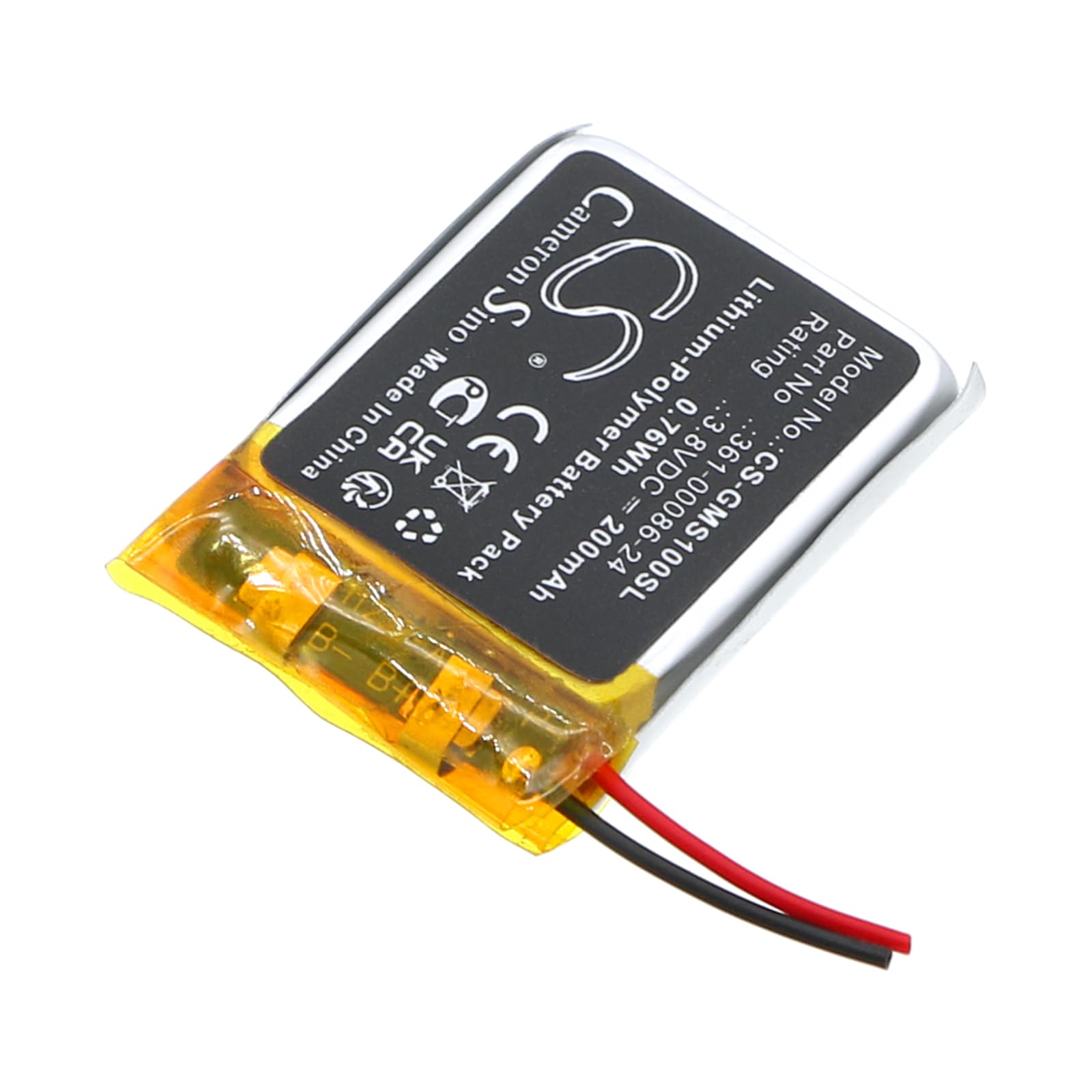 Cameron Sino 200mAh / 0.76Wh Replacement Battery for Garmin Instinct Solar GPS, 361-00086-24