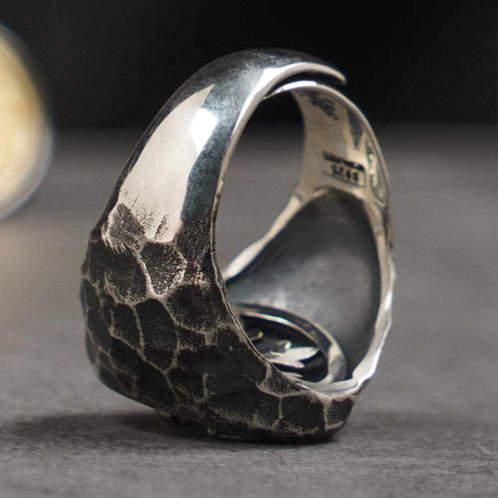YABEME S925 Sterling Silber Wikinger Ring, Verstellbare Männer Nordischen Skandinavischen Keltischen Odin Krieger Amulett Schmuck, Mit Valknut Rune Geschenktüte 24 Zoll Edelstahl Perlenkette