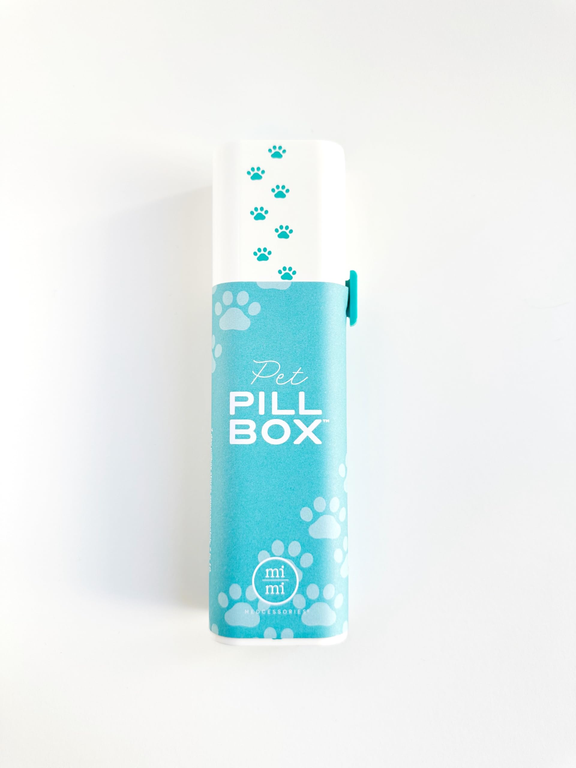 Pet Pill Box Organizer, 7-Day Medicine Container with Paw Print Design, White and Aqua. Pill Container for Vitamin Management, Daily Pill Holder for