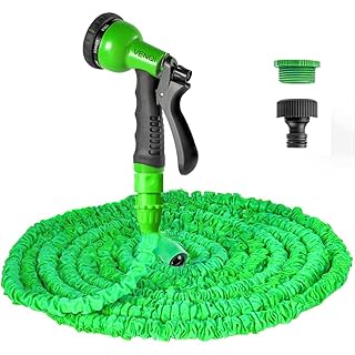 Expandable Garden Hose Pipe 25ft/50ft/100ft/150ft,Flexible Stretch Magic Water Hose with 8-Pattern Spray Nozzle,Leak-Proof Retractable Heavy Duty 3 x Expanding Hosepipes for Garden (25FT, Green)