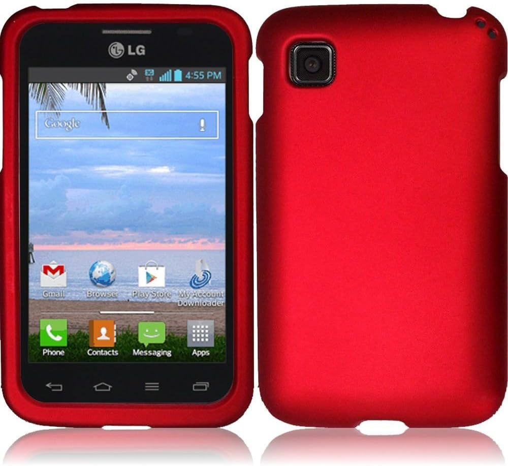 HR Wireless Rubberized Cover for LG Optimus Dynamic II LG39C L39C - Retail Packaging - Red