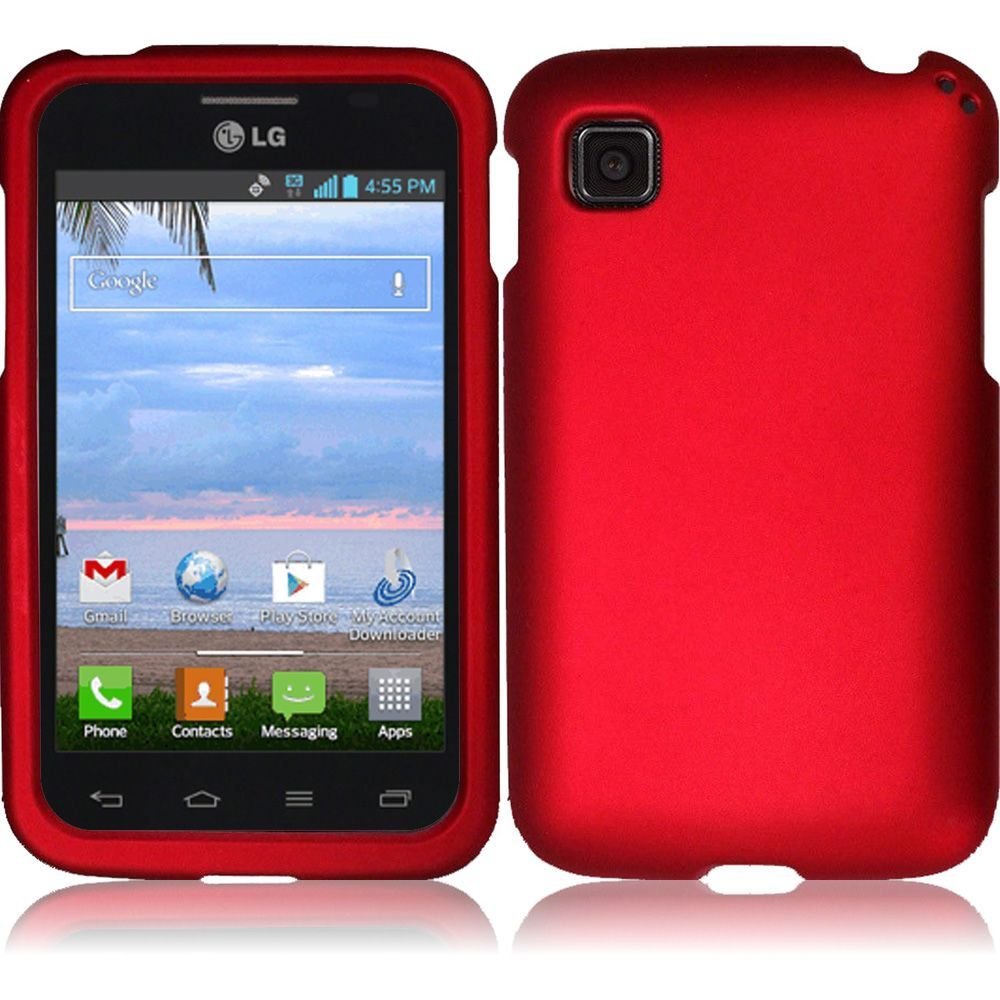 HR Wireless Rubberized Cover for LG Optimus Dynamic II LG39C L39C - Retail Packaging - Red