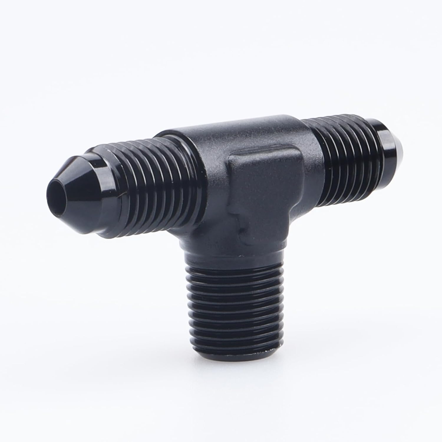 AC PERFORMANCE -6 AN Male Flare to 1/4" NPT on Side Branch Tee Fitting Adapter Aluminum Black