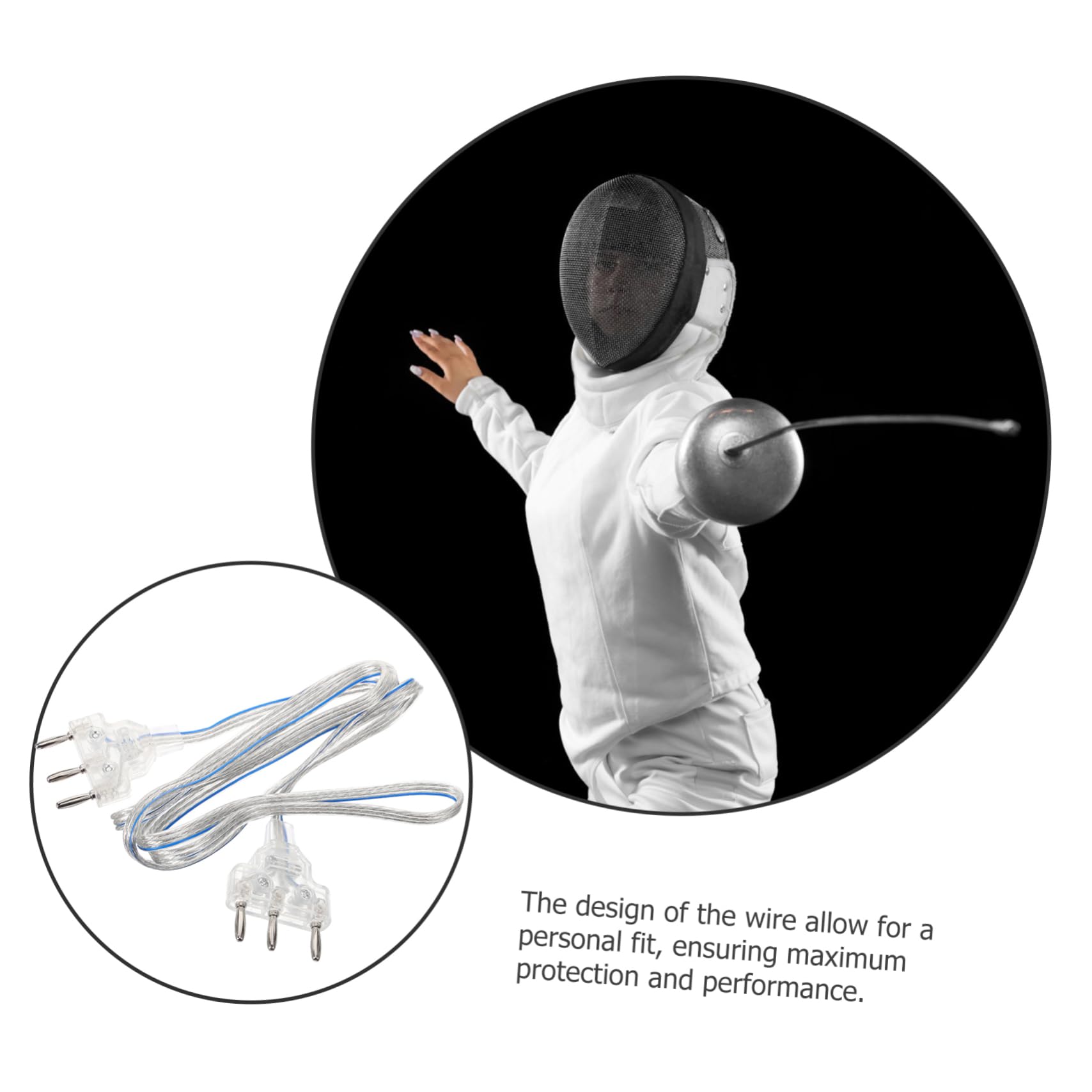 Câble De Corps D'Épée D'Escrime en Acier Inoxydable Ligne À Main 63.39In pour Équipement D'Escrime Et Cordon De Masque