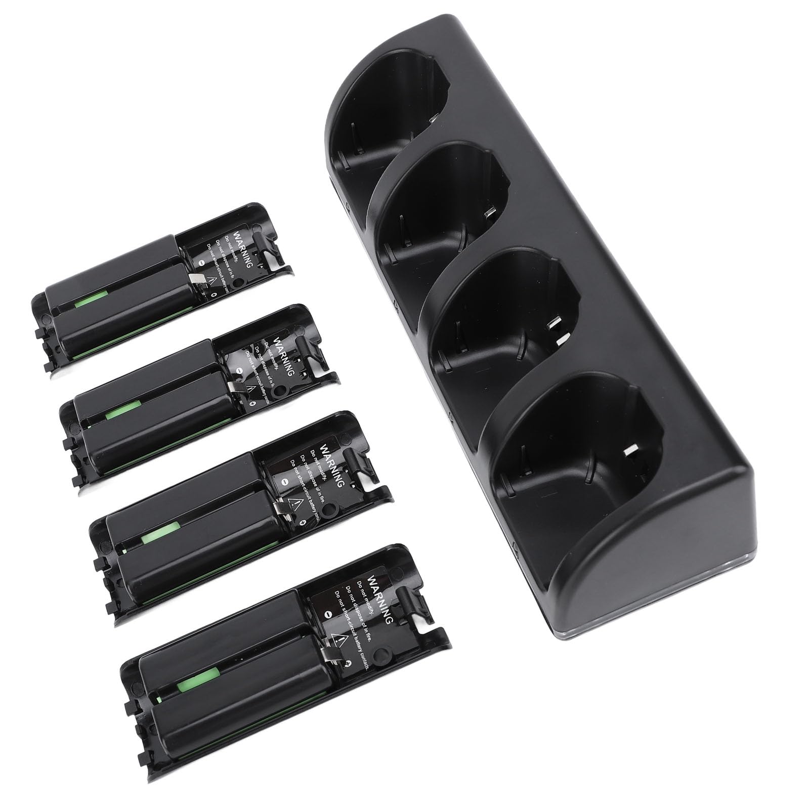 Estación de Carga de Batería Remota 4 en 1, Material ABS con Indicador LED y Baterías de 2800 MAh para Controles Remotos de (Black)