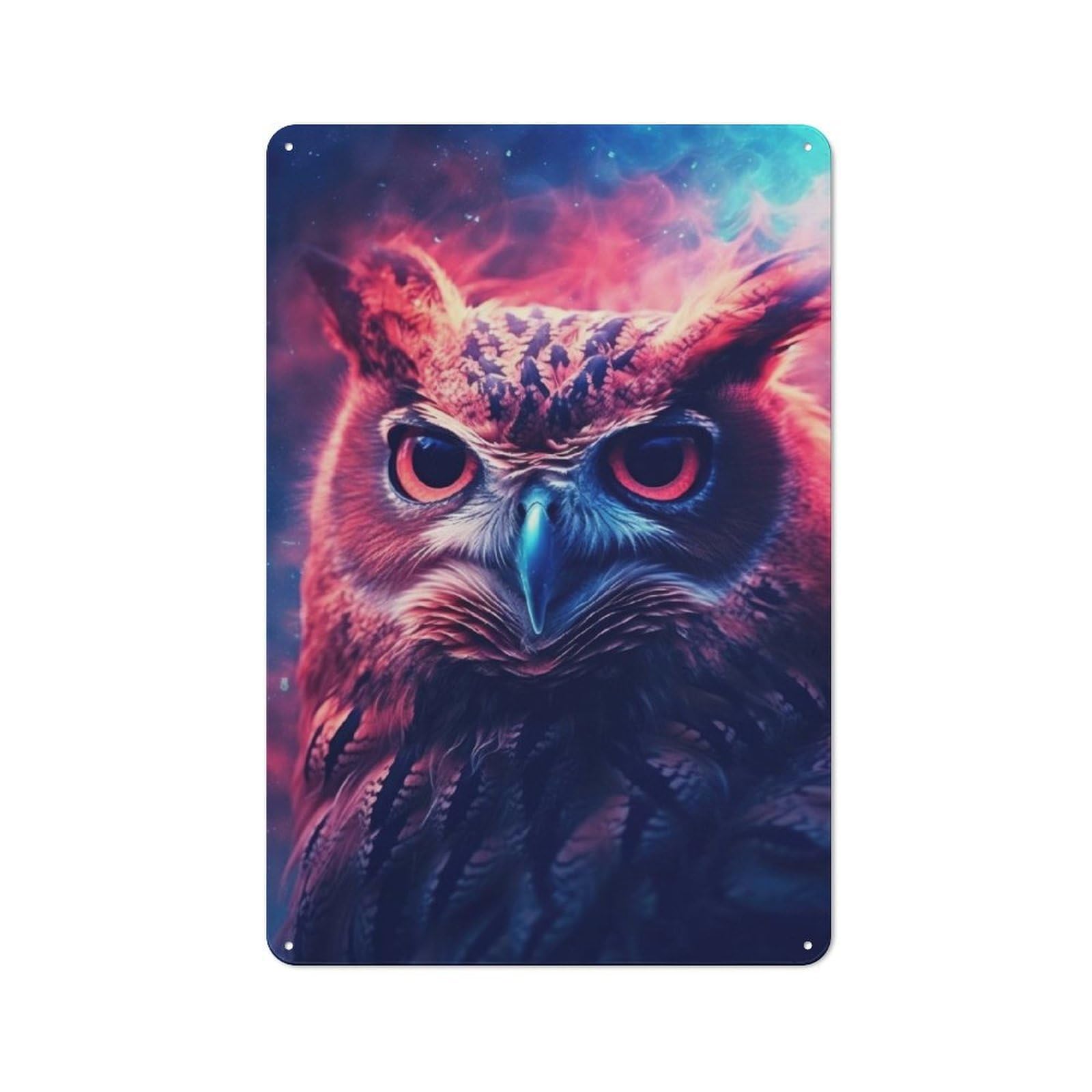 Junmoney Owl Night Galaxy Vintage Metal Plaque 30X20cm For Man Cave Or Games Room, For An Autumn Update To Man Cave And Games Room