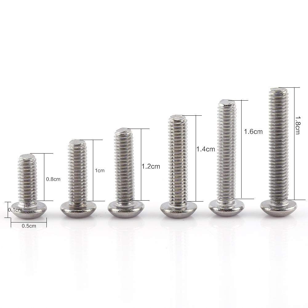 300 Pcs M3 304 Stainless Steel Screws and Nuts Set Hex Socket Head Screws Metric Bolts, Nuts, Flat Washers, Spring Washer Assortment Kit, Round Head