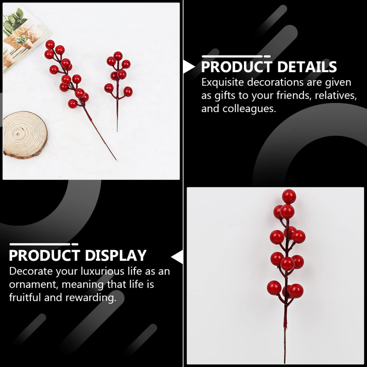 Amosfun 6 Ensembles Fourchette À Fruits Rouges Artificielle Fausses Baies De Houx Tiges De Baies De Houx Baies Rouges Artificielles Pics De Baies De Noël Fruits Faux 20 pièces * 6