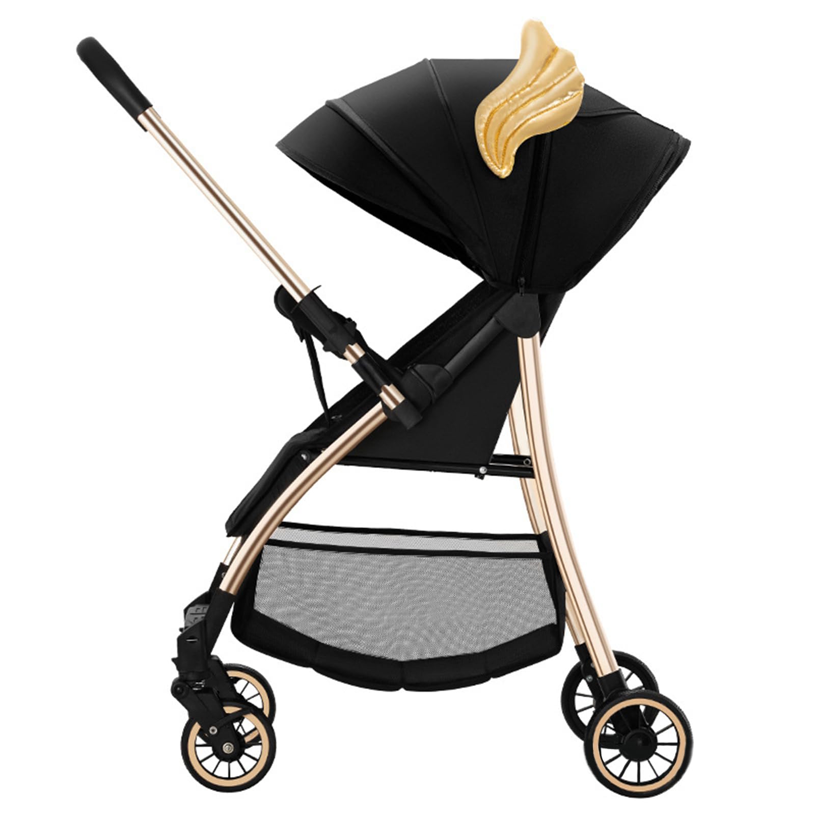 Foldable Baby Stroller Lightweight Stroller with Storage Basket, Travel Stroller,Rear Breaks,5-Point Safety Harness,Detachable Bumper,Compact Design