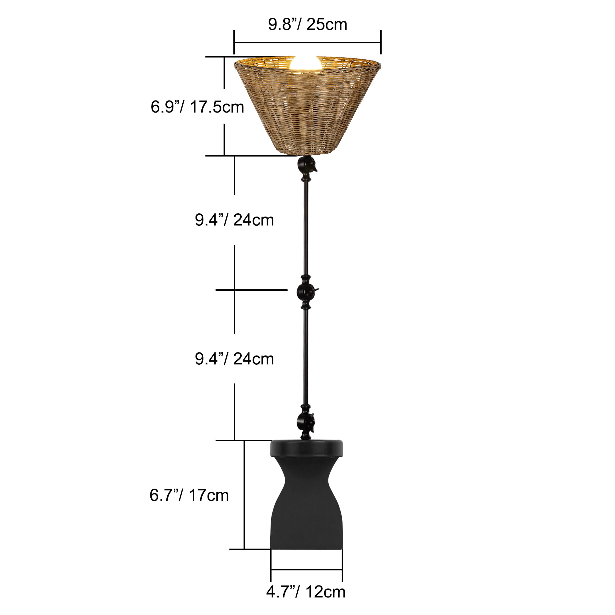 Kiven Headboard Reading Light, Dimmable No Drilling Reading Lamp, Farmhouse Rattan Nightstand Lamp with Adjustable Swing Arm, 8.2ft Cord for Reading Bedside Side Table Desk DZ0511