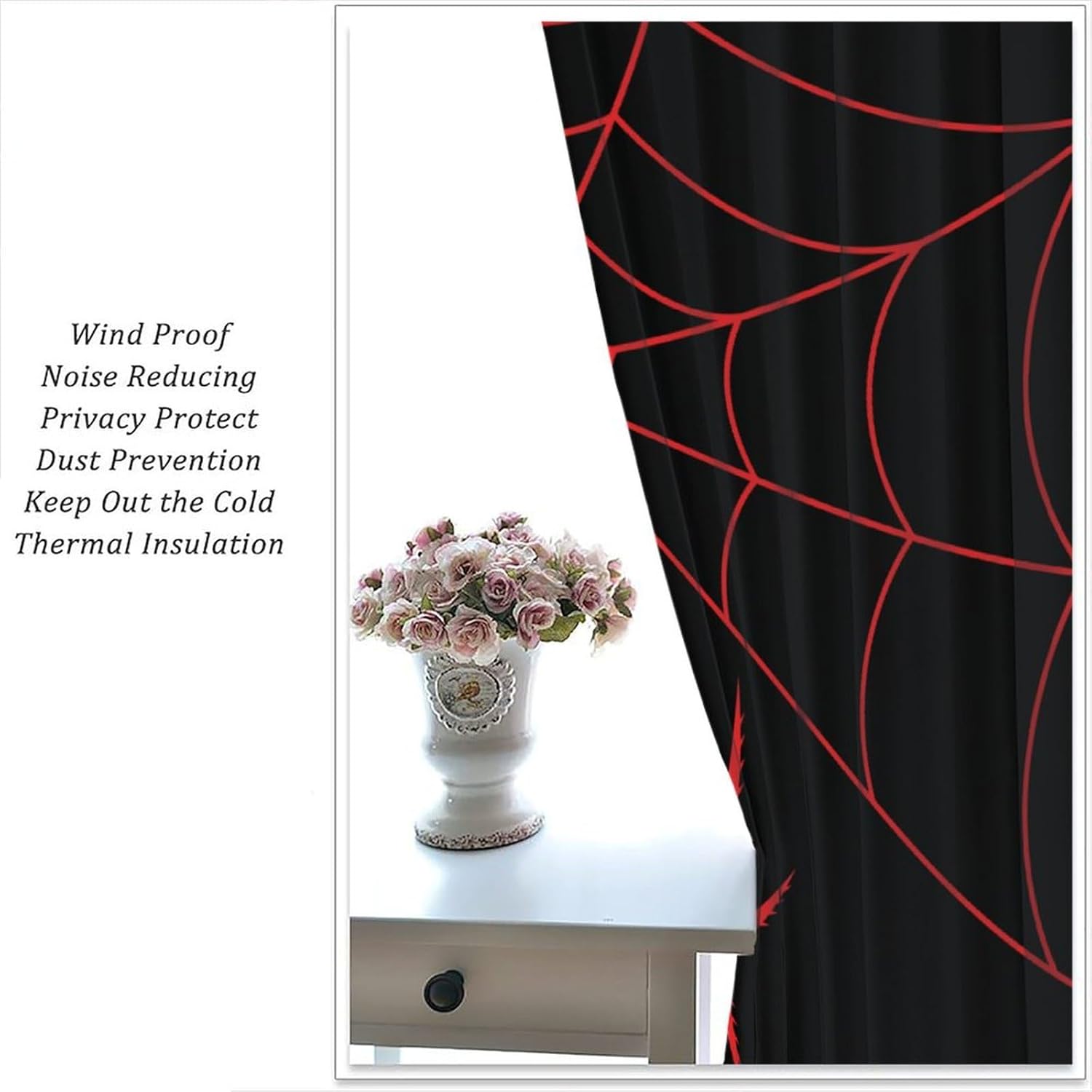 Super Hero Spider Web Boys Black Red Window Curtains for Teen Room Bedroom Playroom Home Decor Drapes 2 Panel Sets,42x63 Inch Blackout Style-7