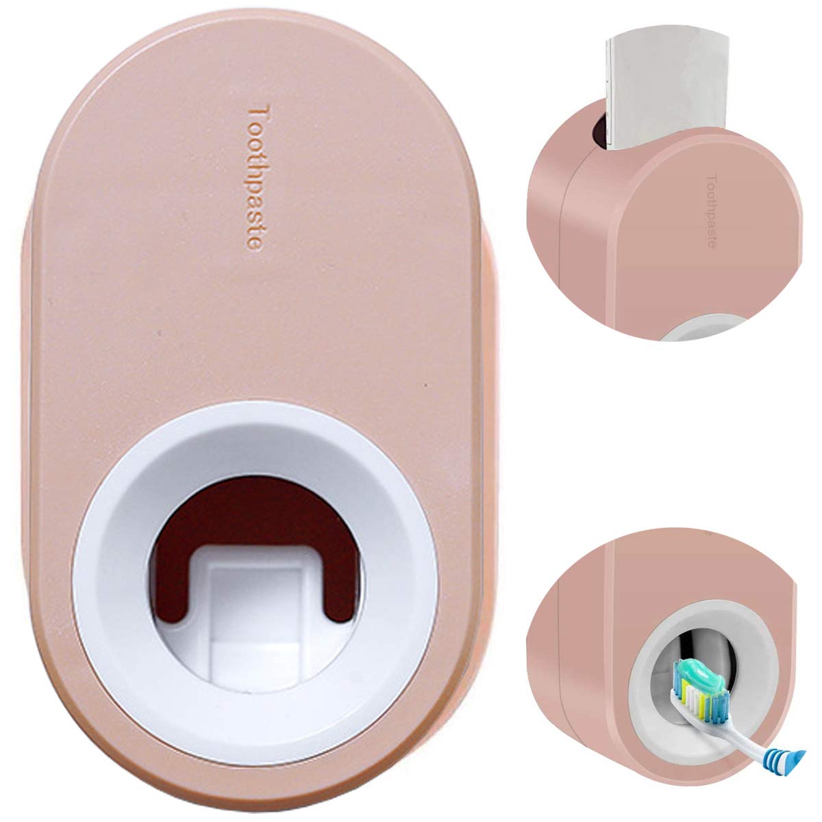 Cytheria Automatic Toothpaste Dispenser,Wall Mounted Toothpaste Squeezer Kids Hands Free Squeeze Out for Home Washroom Shower Bathroom- Pink