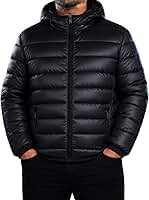 Jaqueta Puffer Masculina Plus Size, Capuz Removível, Nylon Impermeável, Forro Térmico, Zíper Reforçado, Estilo Urbano Casual (BR, Alfa, XG, Plus Size, Regular)