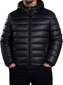 Jaqueta Puffer Masculina Plus Size, Capuz Removível, Nylon Impermeável, Forro Térmico, Zíper Reforçado, Estilo Urbano Casual (BR, Alfa, XG, Plus Size, Regular)