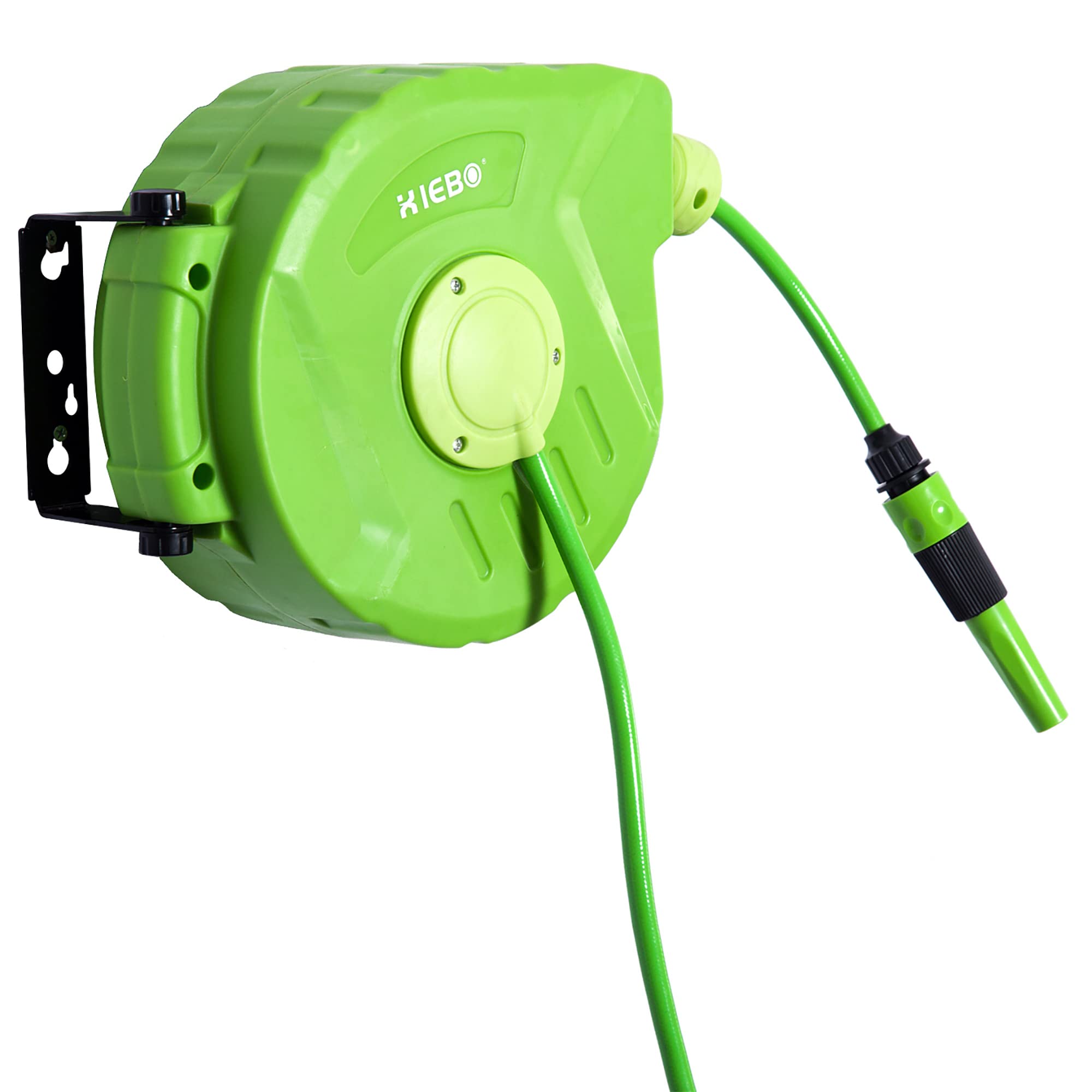 Outsunny Avvolgitubo da Giardino Retrattile con Tubo dell'Acqua 10 m, Rullo Avvolgitubo da Parete Girevole a 180°, Avvolgitubo Automatico Tubo da Giardino per Irrigazione in plastica, Verde