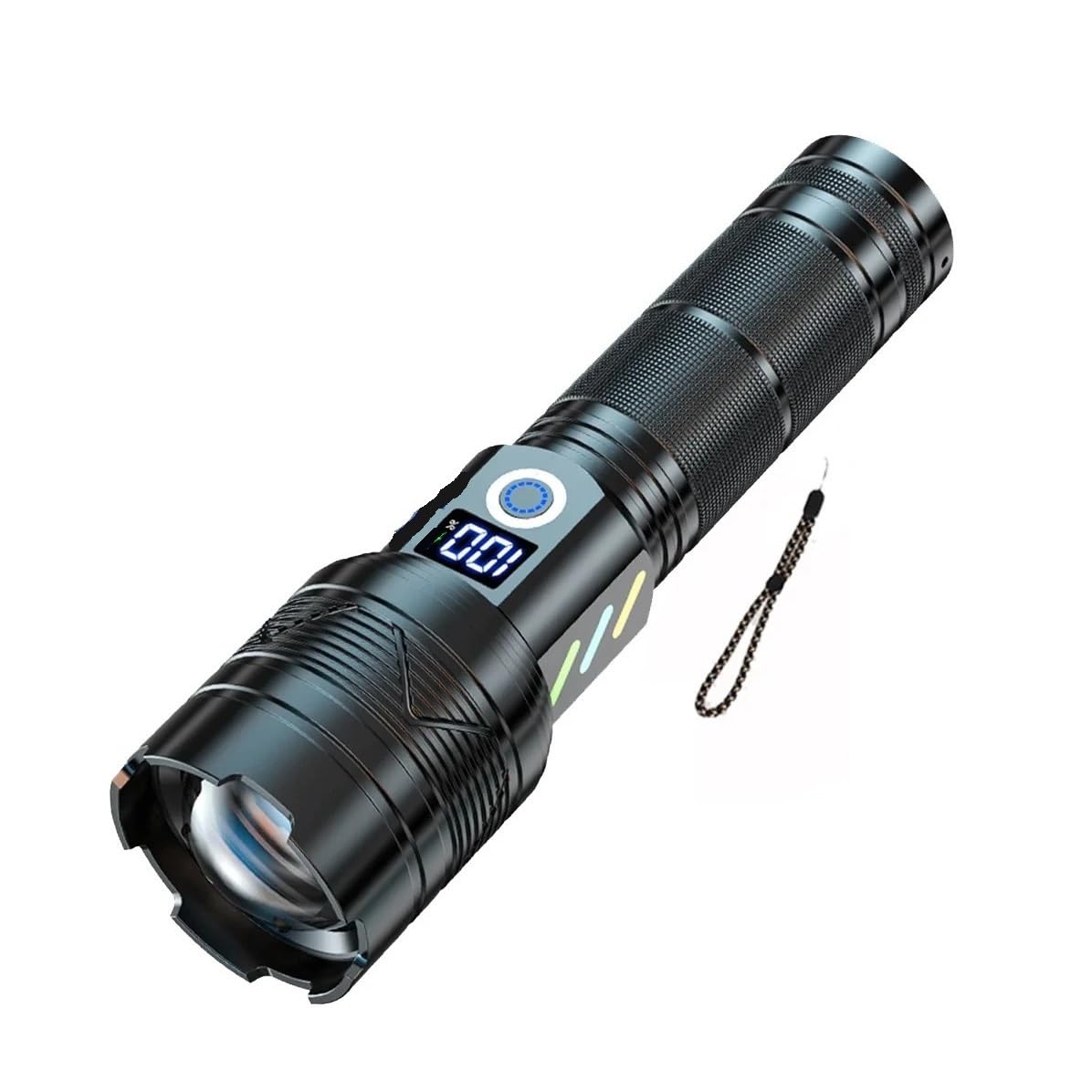 Strong Light Flashlight Ultra-Long Distance LEP Flashlight USB Charging Emergency Outdoor Telescopic Zoom Super Bright Torch(A No Battery)