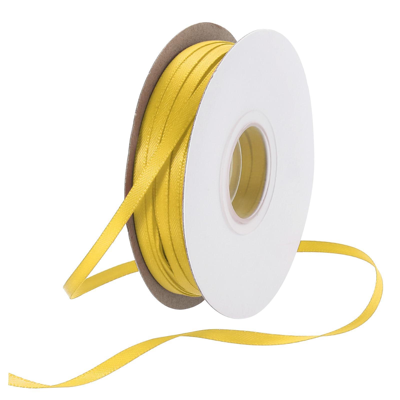 Rebower 3mm Satin Ribbon 46m Thick Double Face Grosgrain Silk Ribbon, [for Gift Wrapping, Hair Bows, Wedding, Cake, Flower] - 50 Yard/150ft/ Olive Yellow