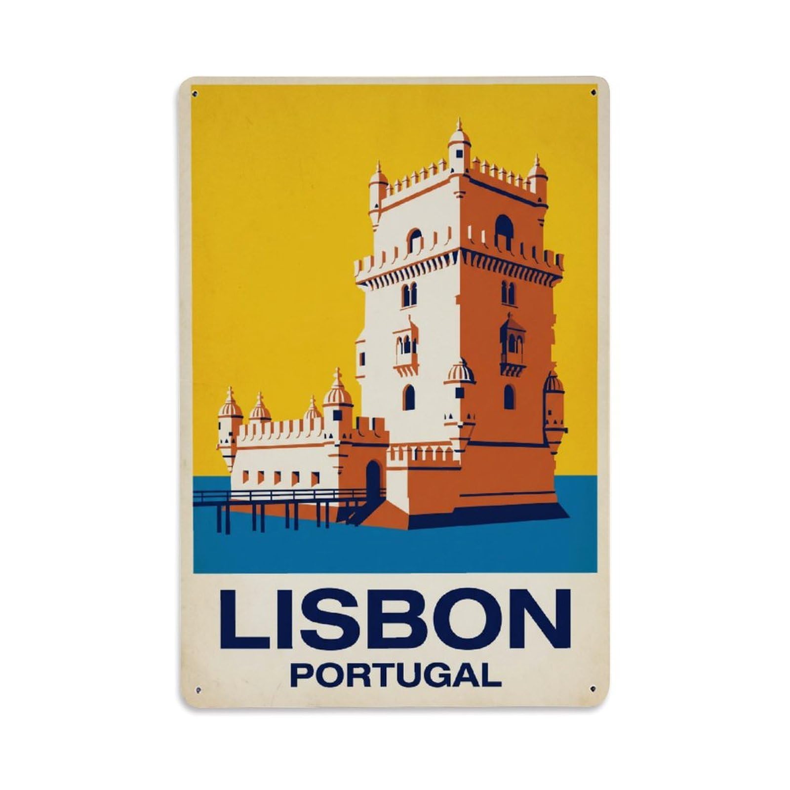 Vintage Travel Portugal Lisbon Metal Tin Sign