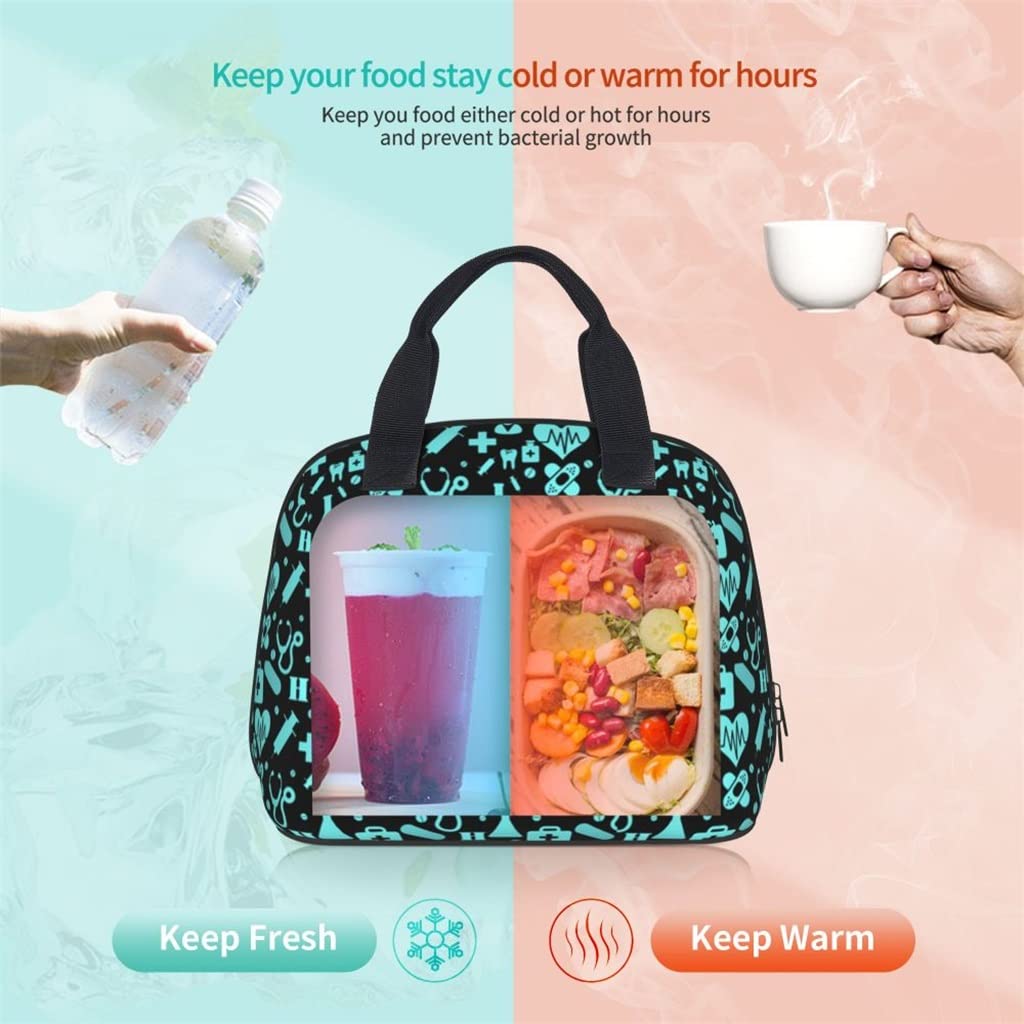 Bento Lunch Box Bag, Scatole for la conservazione degli alimenti, Borsa da viaggio Borse for il pranzo isolate Custodia for alimenti for cartoni animati da donna Forma a conchiglia Cooler Warm Bento B