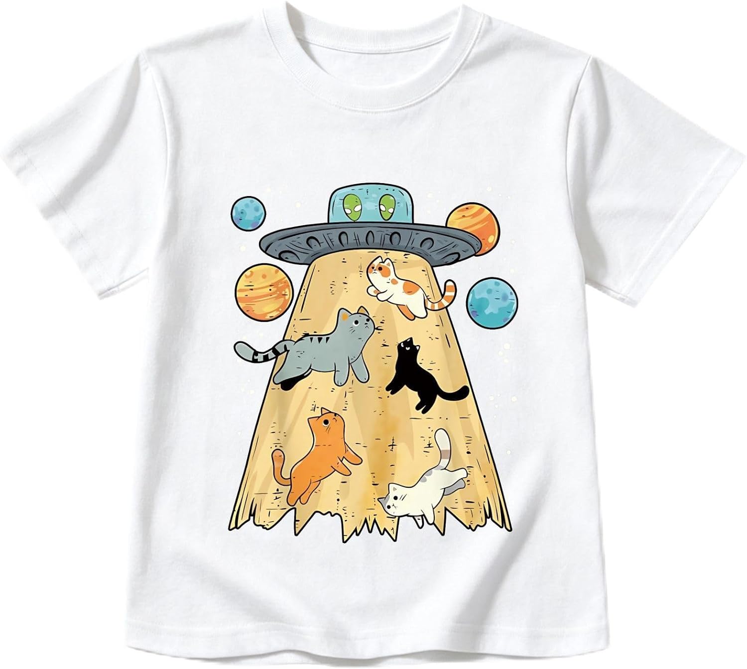 Toddler Boys T-Shirt Cats Space Short Sleeve Kids Top 2-8 Years