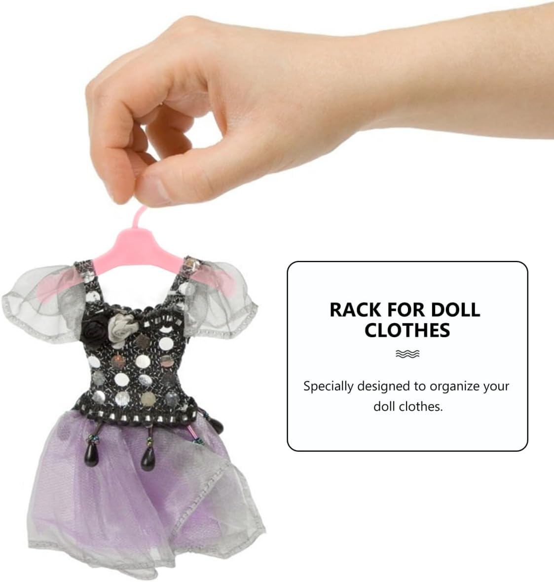 50pcs Mini Doll Clothes Hangers - Doll Clothes Rack Display Rack for Show Outfit Gown Dress Hanger, Closet Accessories for Mini