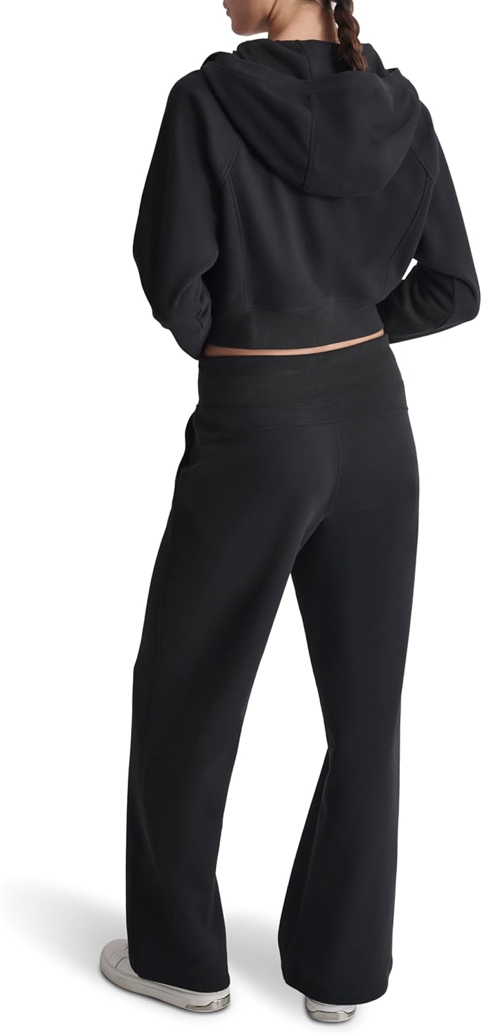 DKNY Womens Studded Mini Logo Wide Leg Fleece Sweatpant - Image 2