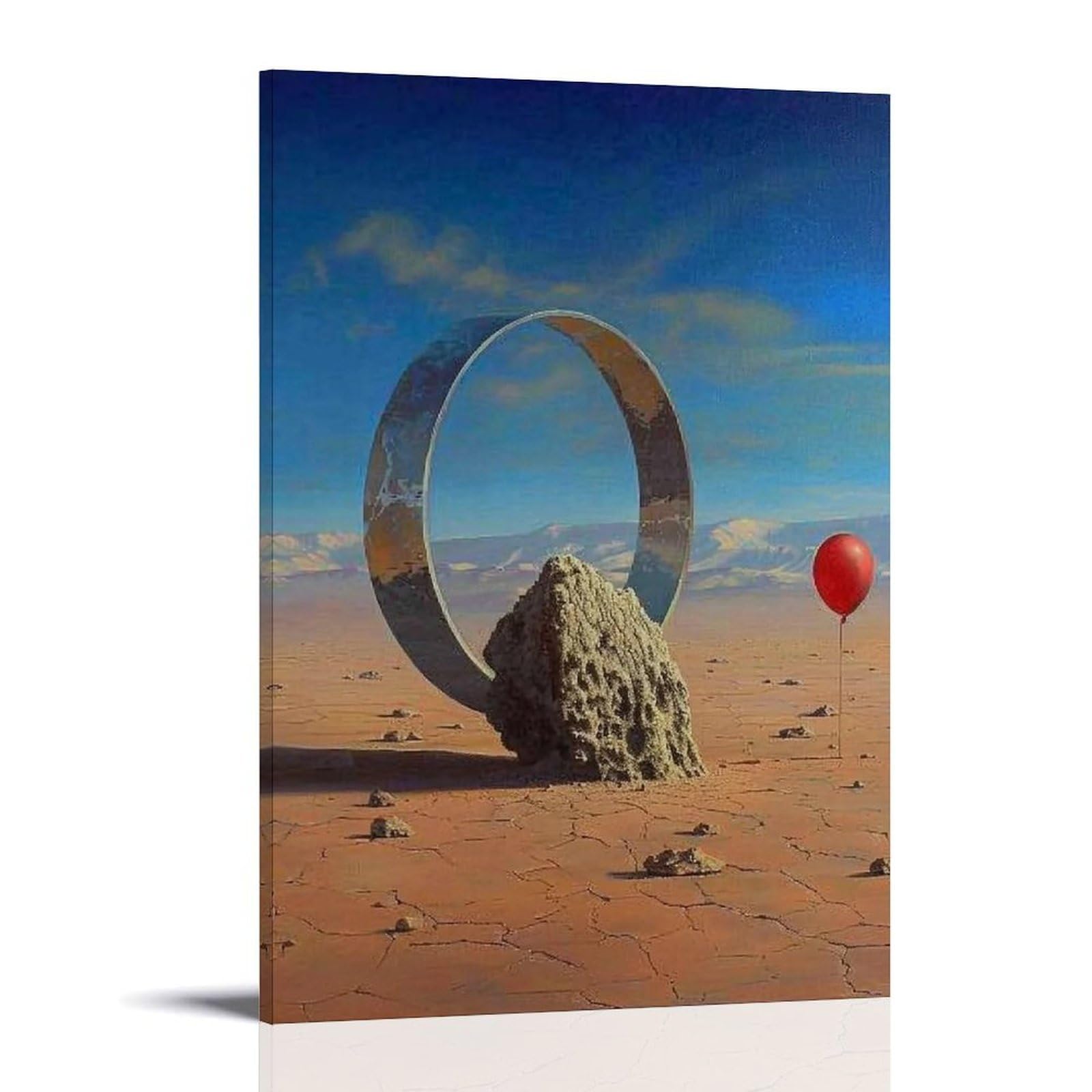 MGHTGRWE Surreal Desert Ring Floating Rock 01 Poster da parete su tela vintage estetica pittura decorazione per stanze 50,8 x 76,2 cm stile cornice