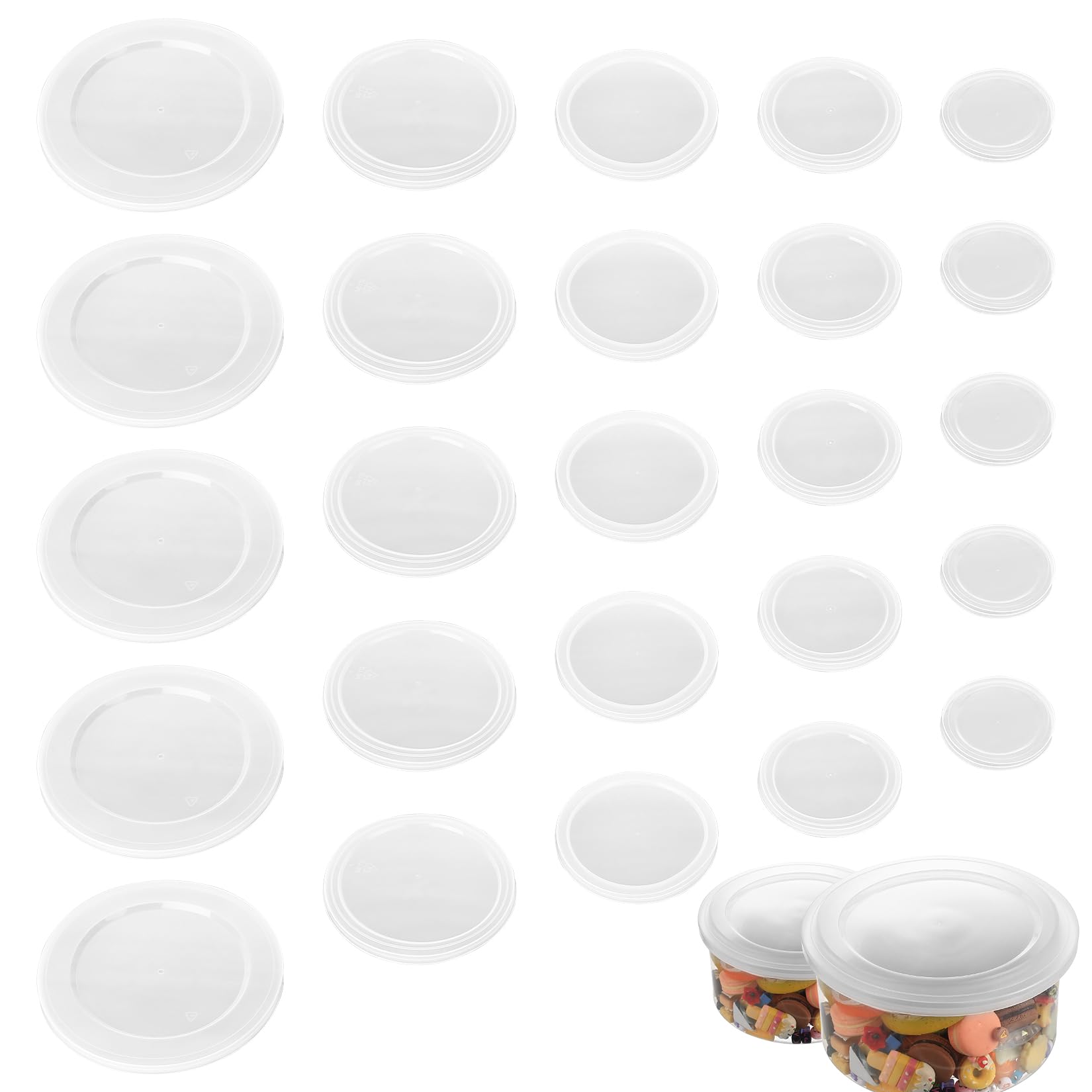 McBlast 25 Pcs Can Lids for Tins, Plastic Tin Lids for Cans, Reusable Yogurt Pot Lidss, Yogurt Lid for Cans, Food Storage Cover, Yoghurt Cover(60/75/85/102/130 mm)