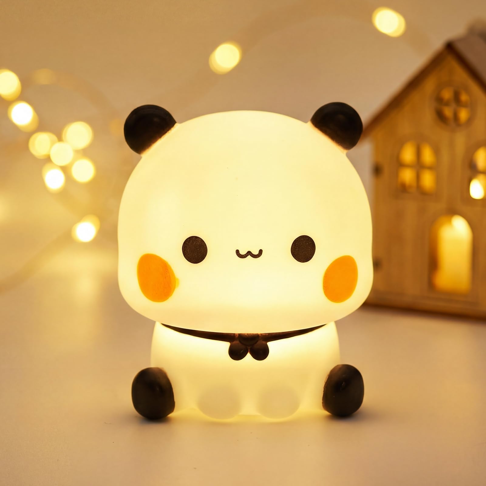 TaimeiMao BUBU DUDU Süßes Panda Nachtlicht – 3-Stufen Dimmbar & Wiederaufladbar, LED Silikon Touch-Lampe – Weiches LED Licht, Tragbare Schlafzimmerlampe, Tragbar Geschenk für Mädchen/Jungen