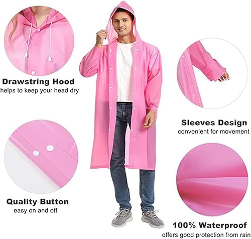 Miniatura 2 de Chubasquero 2 ponchos de lluvia para hombres, mujeres y adultos, abrigo de lluvia portátil reutilizable con capucha