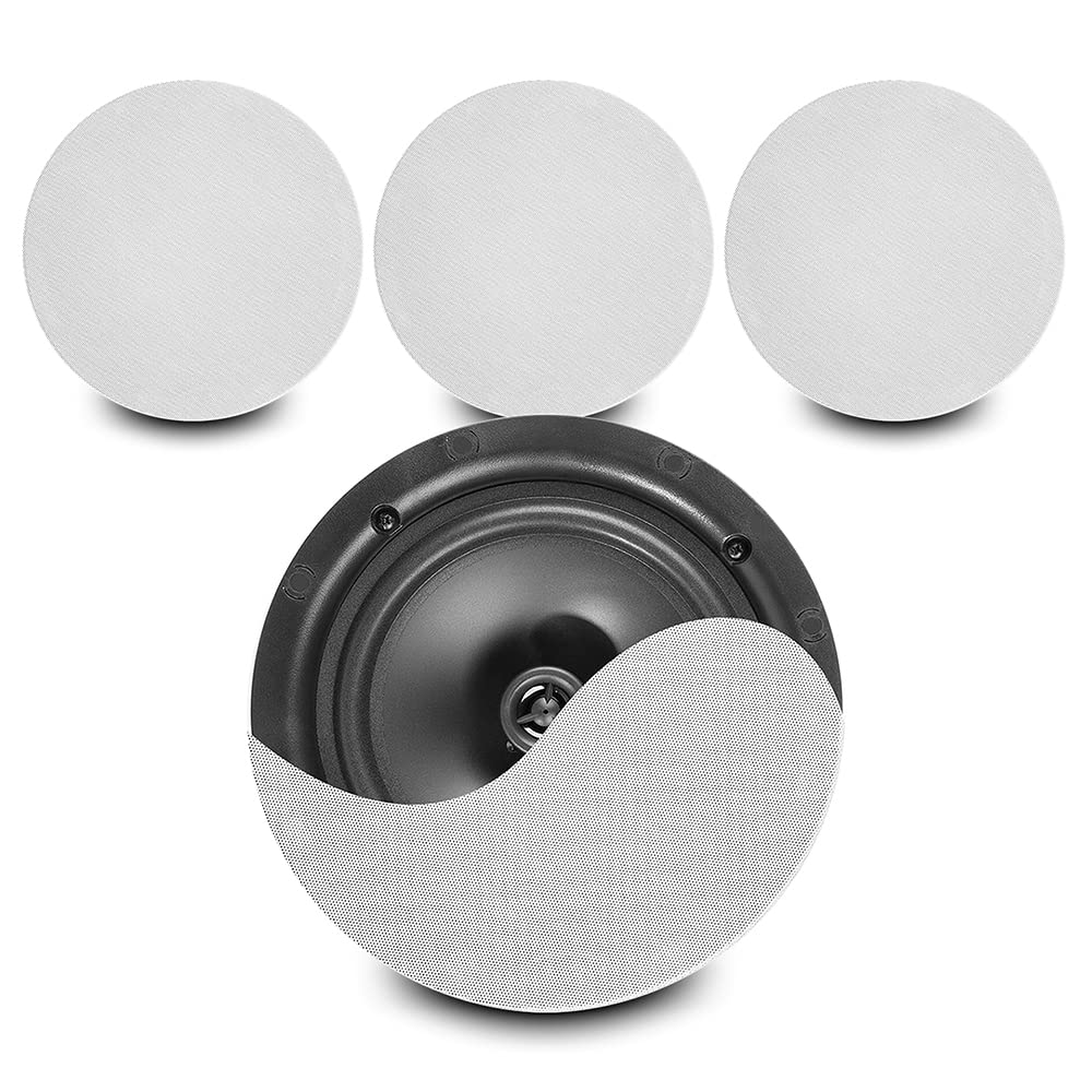 Power Dynamics NCBT604 - Set 4 Haut-Parleurs de Plafond Amplifiés BT, avec Grille de Protection 6,5" - Blanc, Puissance 30W HP sans Fil, Bluetooth, Idéal pour Diffuser de la Musique en Intérieur