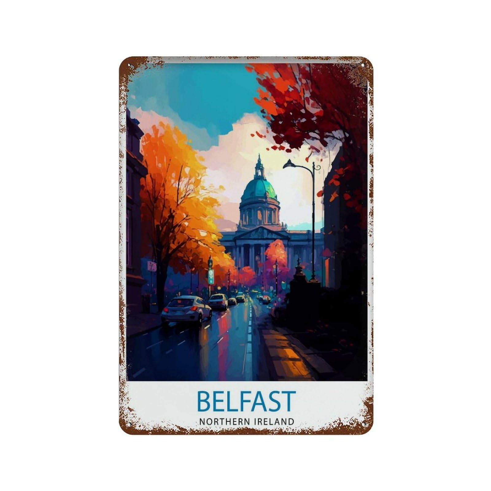 xiaoxiaoshen Belfast Northern Ireland Travel Cityscape Gif_5_3 Wall Decor Art Metal Tin Poster Modern Home Decor Art Home Bar Shop Decorations Vintage Sign 30x20cm