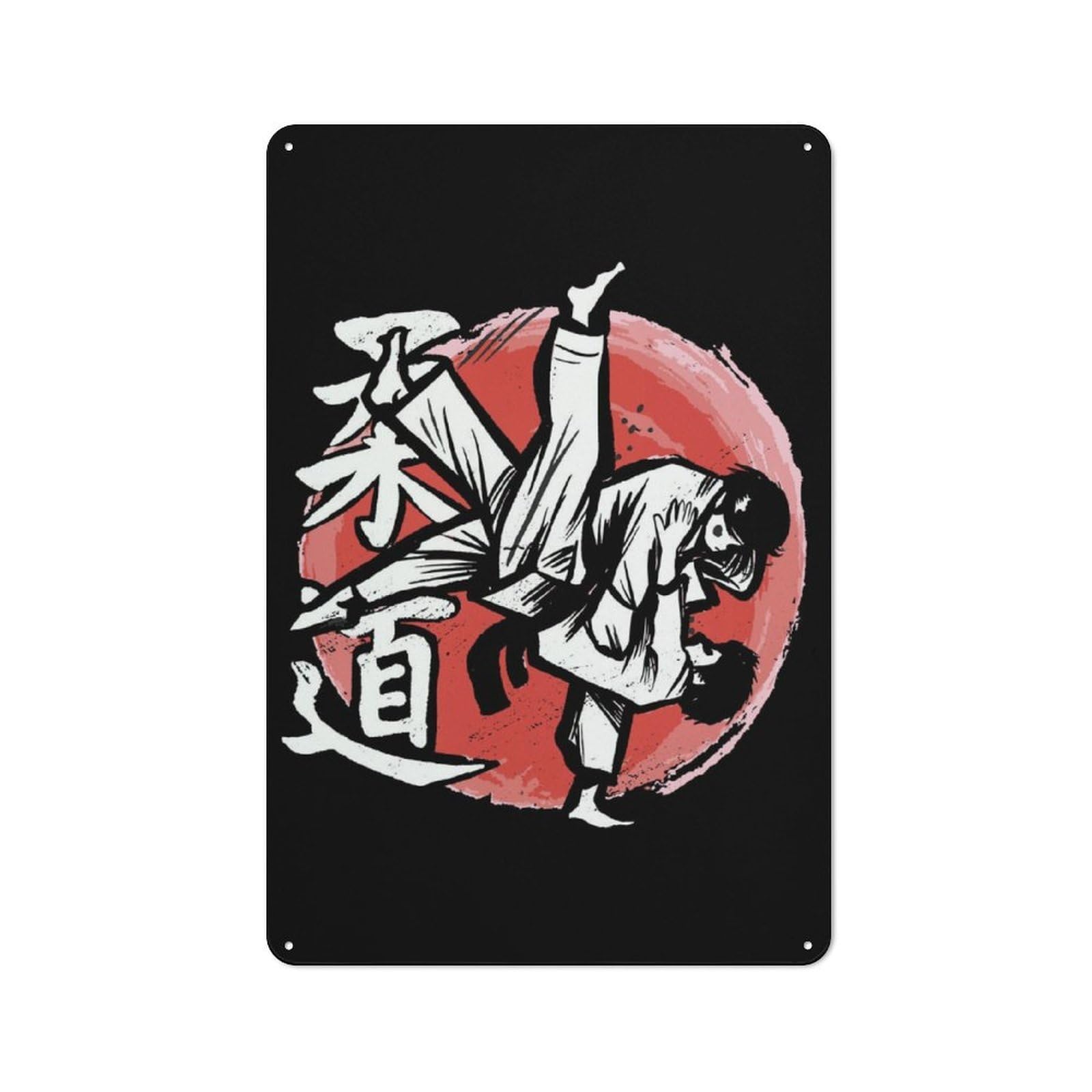 Junmoney Judo Hand Drawn Fighters Rustic Tin Sign 30X20cm For Living Room Or Hallway, A Metal Wall Feature For Living Rooms And Hallways