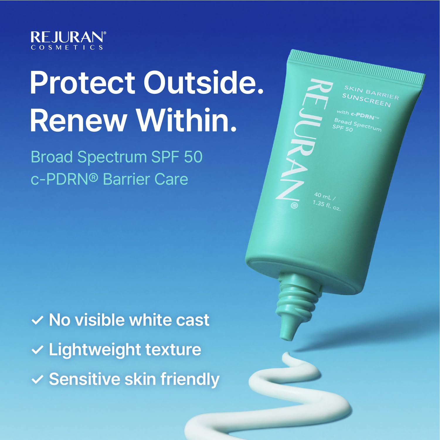 REJURAN Skin Barrier Sunscreen SPF 50, c-PDRN® Daily Sunscreen, 1.35 fl oz