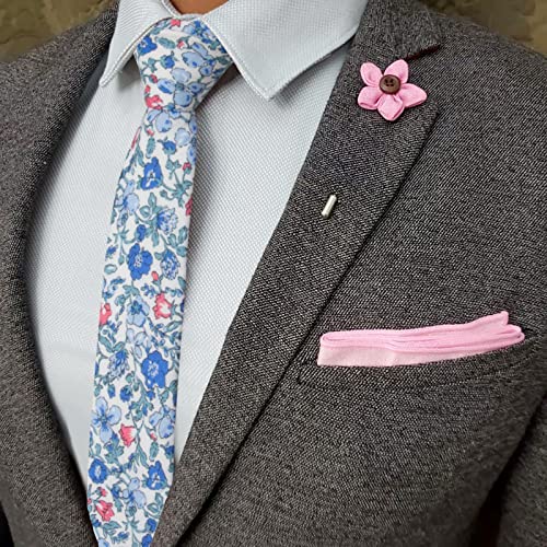Image of Mantieqingway Floral Ties for Men Skinny Cotton Tie Flower Necktie