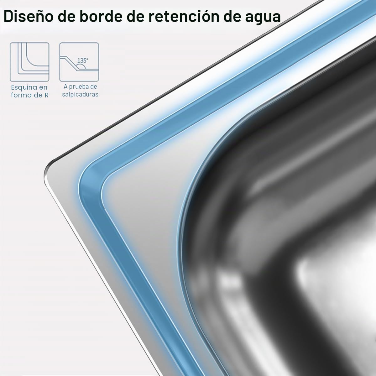 Fregadero Cocina en Acero Inoxidable,Fregadero de Cocina 1 Seno,Fregadero empotrado lavabo Plata,Fregadero Rectangular Pequeño,38x33 cm,42x37cm,48x35cm,50x40cm,53x38cm,60x45cm(38x33 cm)