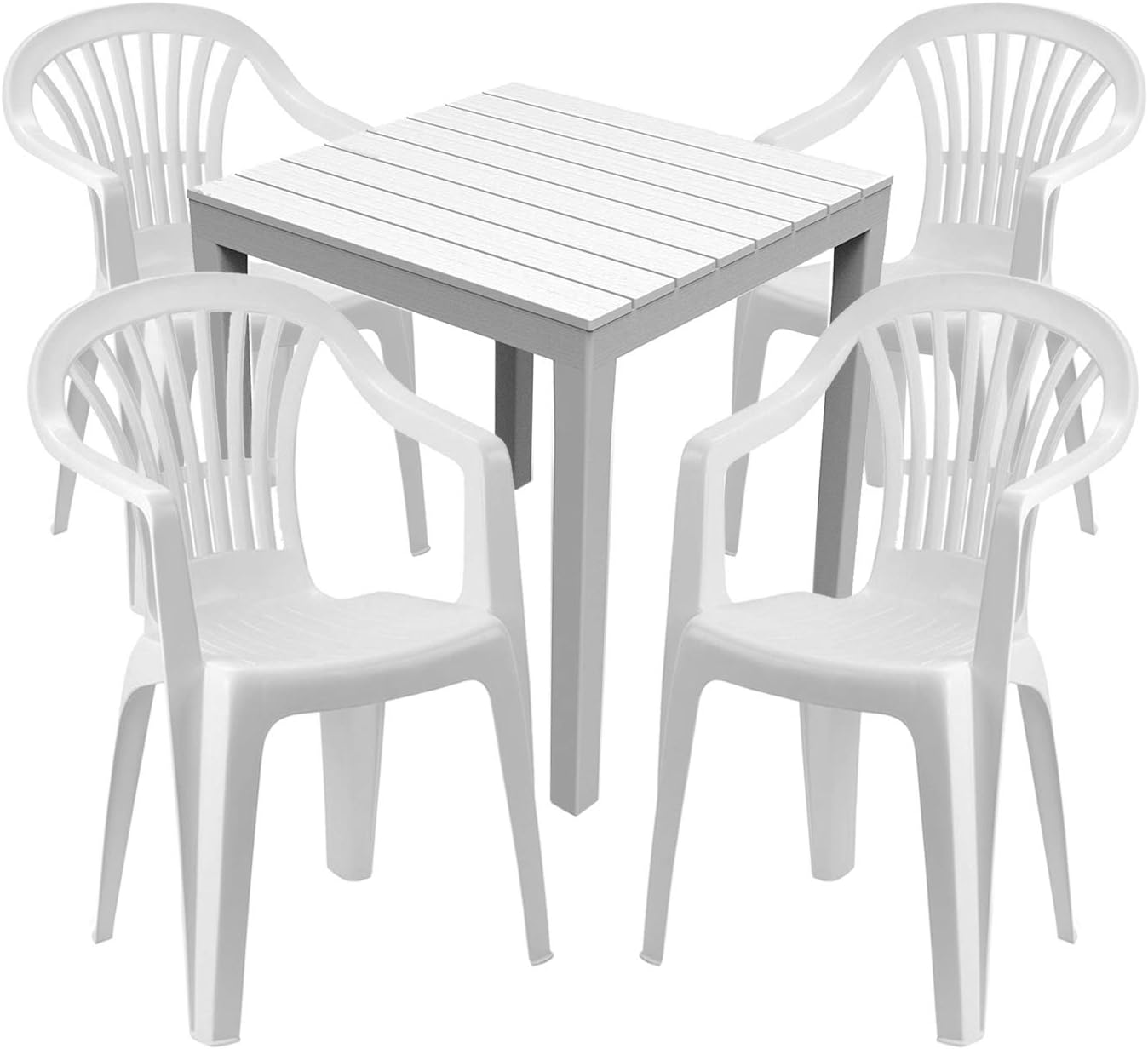 Mojawo Gartengarnitur 5teilig Gartentisch Kunststoff 79x79cm H72cm