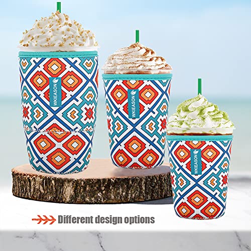 Image of Reusable Iced Coffee Insulator Sleeve for Cold Beverages and Neoprene Cold Coffee Cup Sleeves Cooler Cover 16-32OZ for Coffee Cups, McDonalds, Dunkin Donuts, More(Bohemia print)